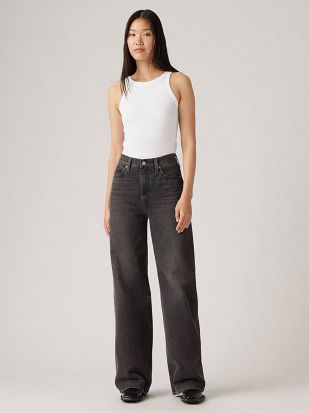 NWT Levi’s Ribcage Wide Leg Jeans Swipe Up Black W26 L32 - Picture 2 of 6